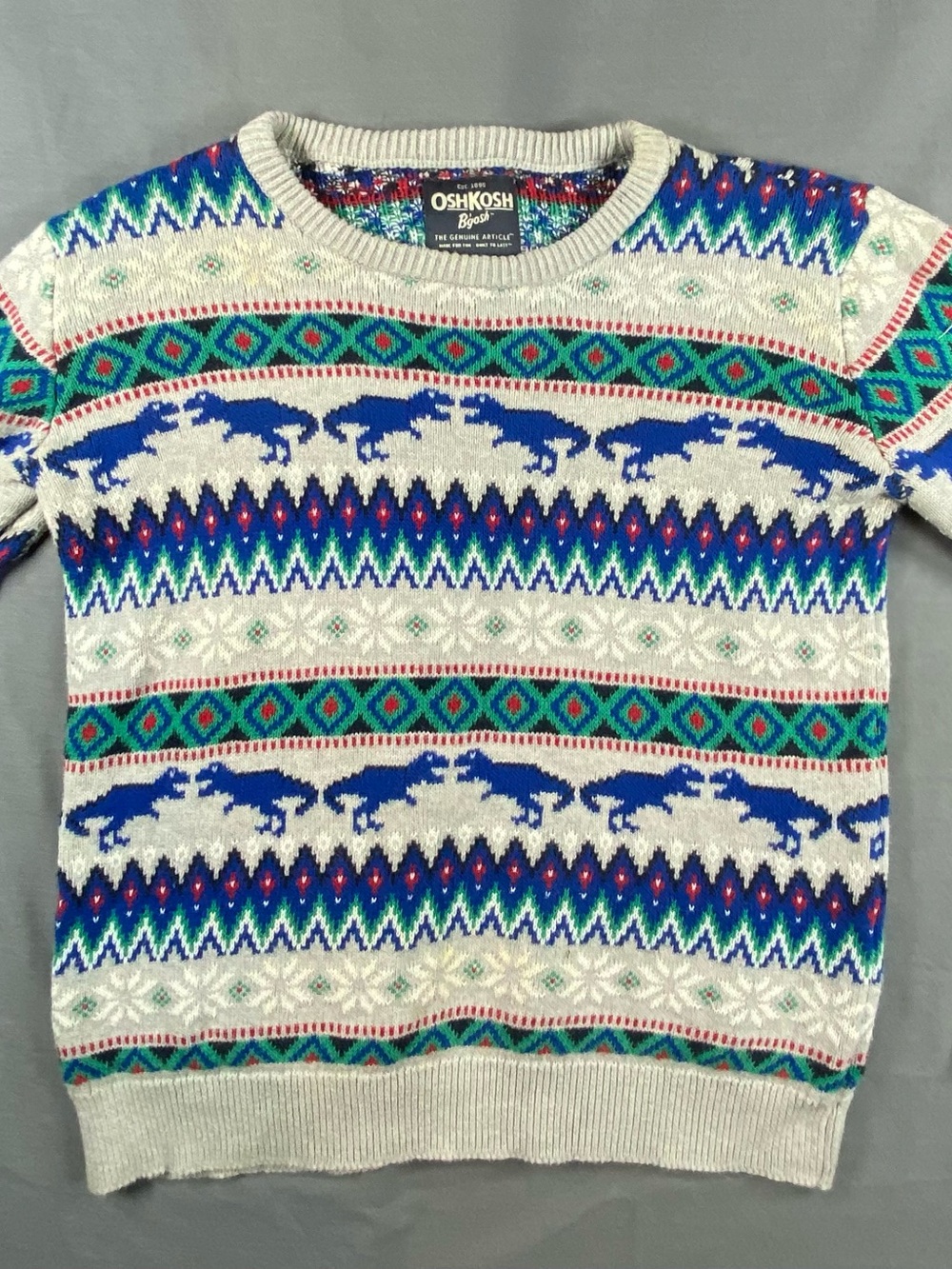 OshKosh B'gosh Cream & Blue Fair Isle Sweater - boys size 14